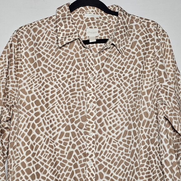 Chicos giraffe 3/4 sleeve button up size 3.5 XL 18 - Picture 4 of 10